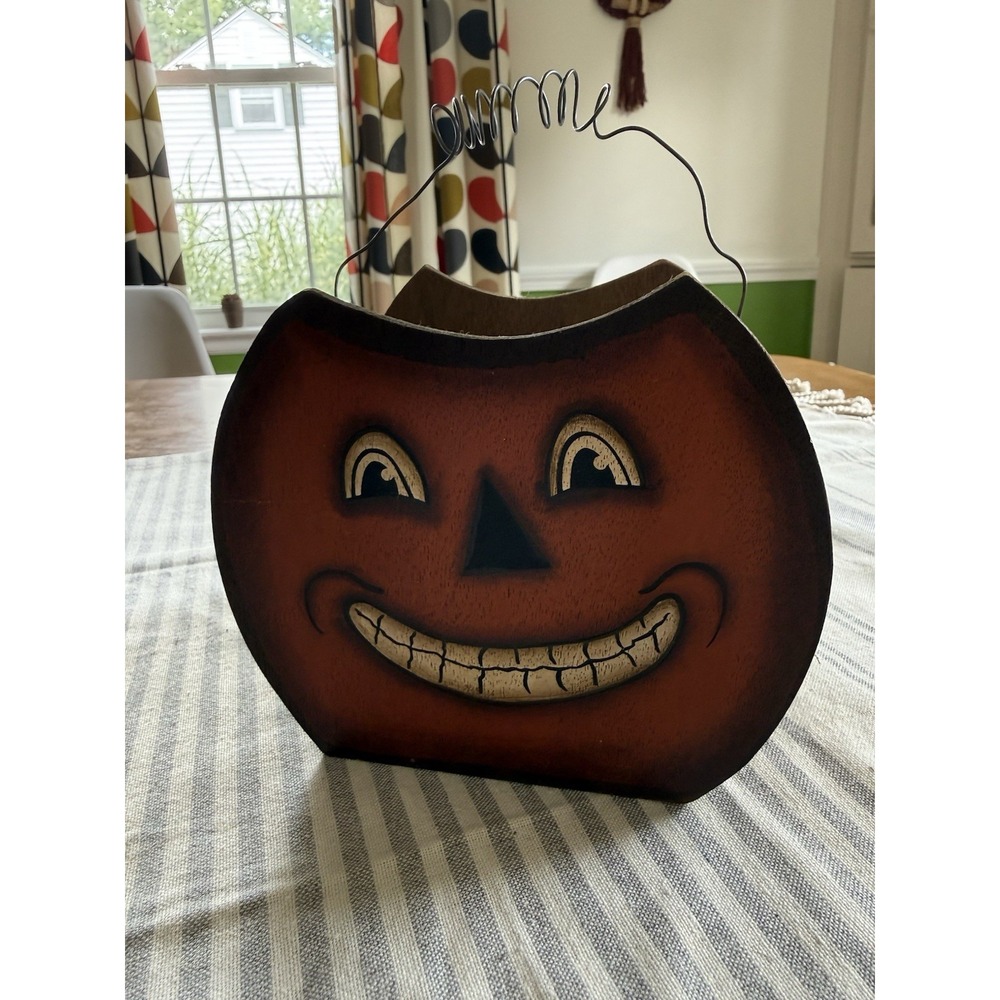 Primitives by Kathy Debbie Bryan Wood Jack O Lantern Pumpkin Halloween Figurine